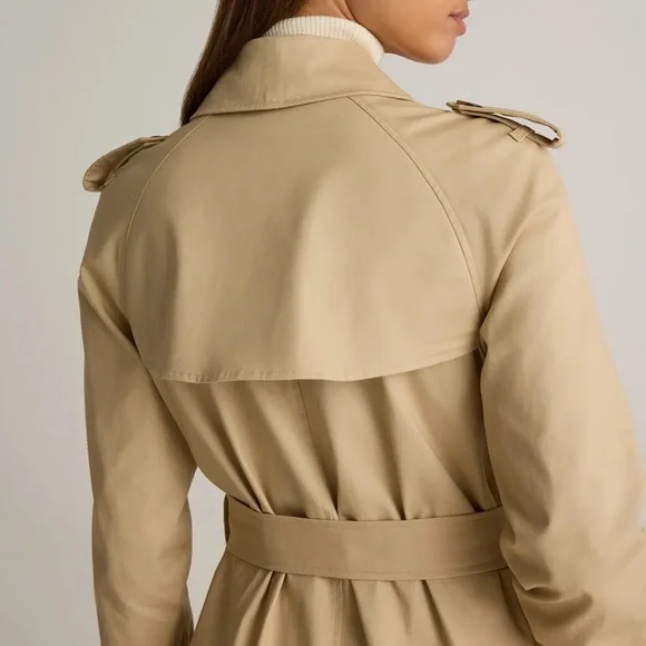 BRAND NEW Quince Beige Double-Breasted Trench Coat in XL - Picture 7 of 12